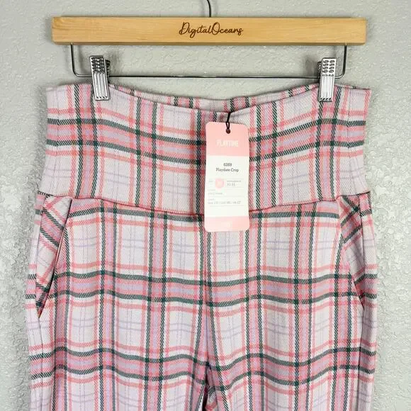 CAbi Playdate Crop Jacket + Pant Set Plaid Cheer Pink M Coquette Preppy Spring - Picture 6 of 16